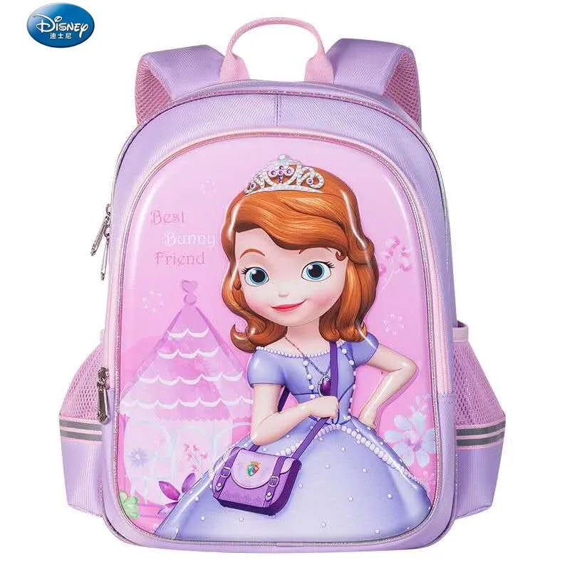 Disney Sofia Bolsas escolares para meninas, estudantes da primária, mochila ortopédica de grande capacidade, presentes para crianças, grau 1-3