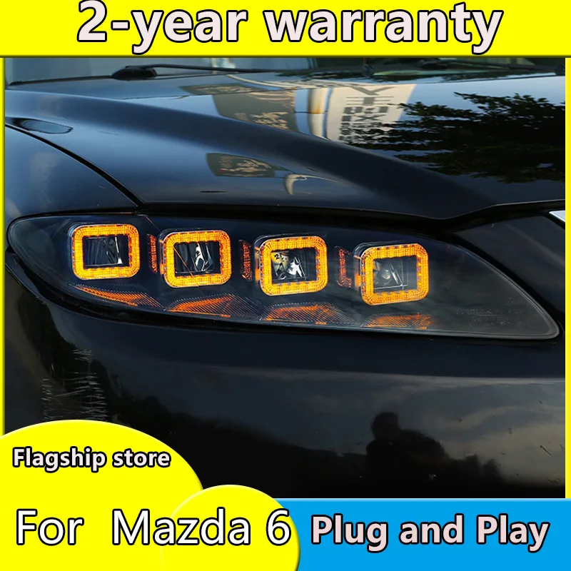 car accessories Head Lamp 2003-2016 For Mazda 6 Headlights mazda 6 ALL LED Headlight Option four Eyes  Beam lens