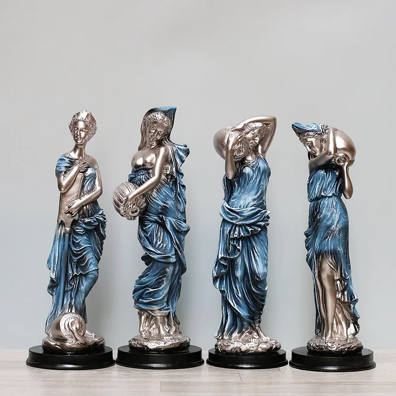 

32CM EUROPEAN FOUR SEASONS GODDESS ART SCULPTURES DECORATES WESTERN LADY FIGURINES HOME DECOR ACCESSORIES RESIN CRAFT GIFT R5173