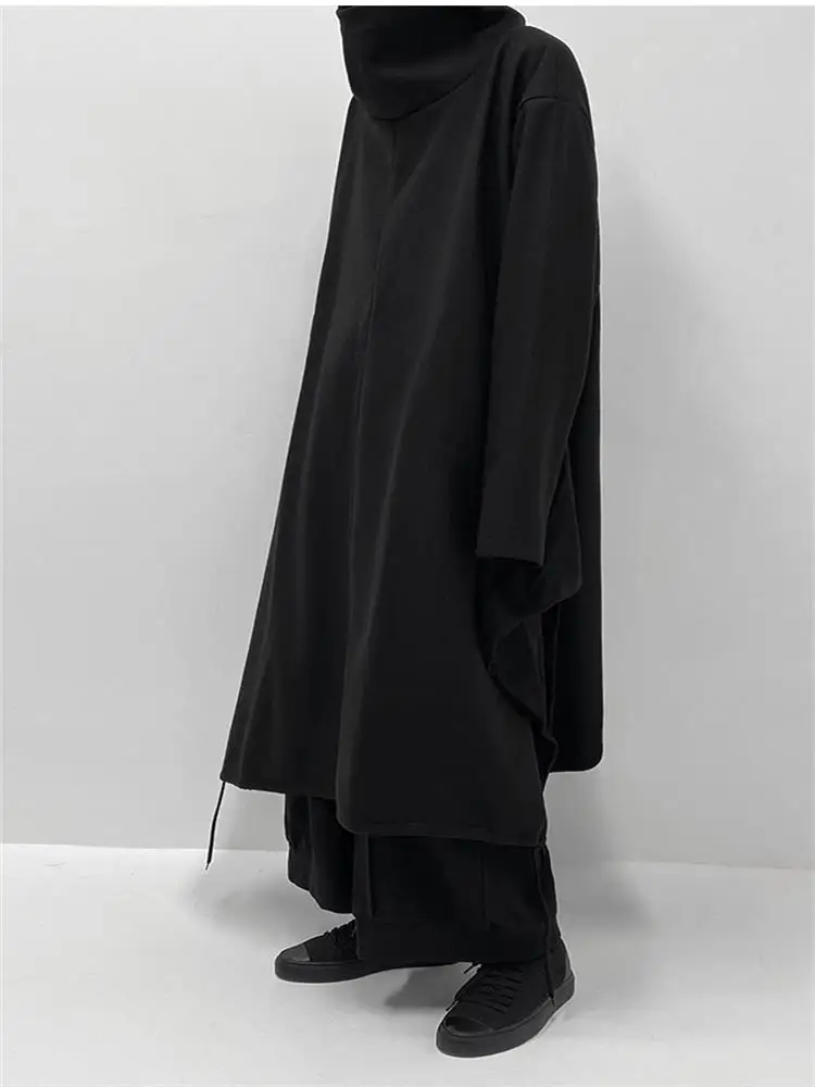 Men\'s Long Coat Black Large Casual Windbreaker Cloak Men\'s Dark Handsome Design Windbreaker 2021 New Medium Long Hooded