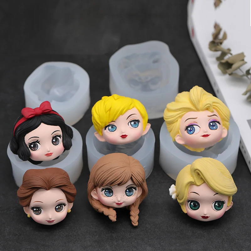 Cartoon Princess Doll Head Face Silicone Mold Fondant Cakes Decoration Mould Sugarcraft Chocolate Baking Tool For Cake Gumpaste