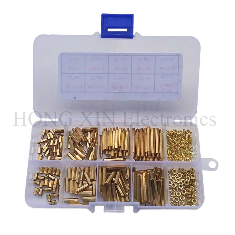 320pcs/Set  M2 Brass Hex Standoff Nut Screw Assortment kit Male Female Threaded Hollow Pillar Spacer Standoff