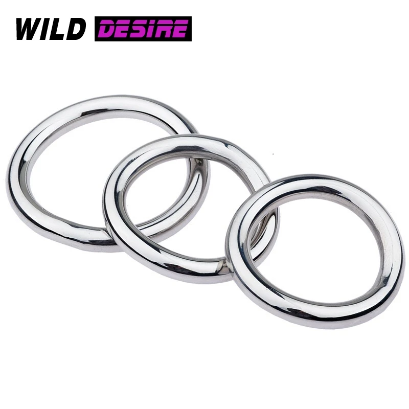 New 3 Size Stainless Steel Penis Bondage Lock Cock Ring Male Metal Ball Scrotum Stretcher Delay Ejaculation BDSM Sex Toy Men 18+