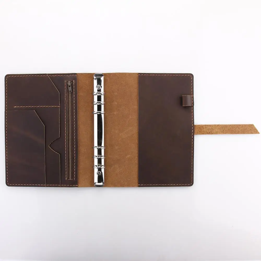 Personalizzato A5 Riutilizzabile Raccoglitore Ad Anelli Taccuino di Viaggio in Pelle