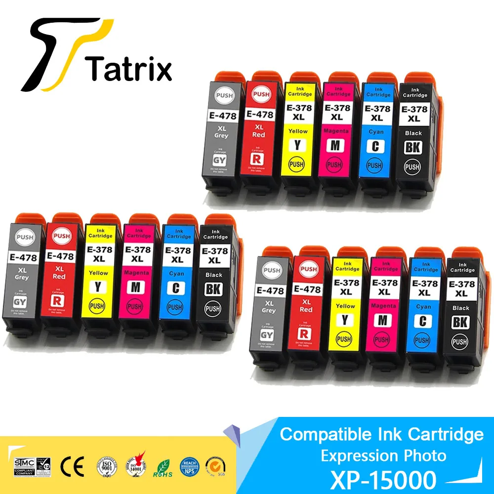 Tatrix For Epson Compatible Ink Cartridge 378XL 478XL T478 T378XL For Epson Expression Photo XP-8500 XP-8505 XP-15000 printer