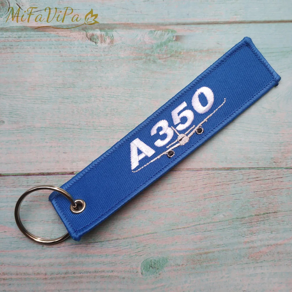 50 PCS Sleutelhange Blue A350 Keychain Fashion Trinket Phone Strap Embroidery Aviation Airbus Key Chain for Men Gift Porte Clef