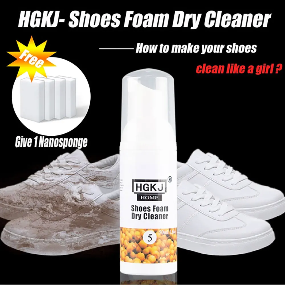 

HOME-5 White Shoes Foam Dry Cleaner Kit Shoe Brush Sneakers Casual Leather Shoes Waterless Cleaning Spray Shoe Care Supplies