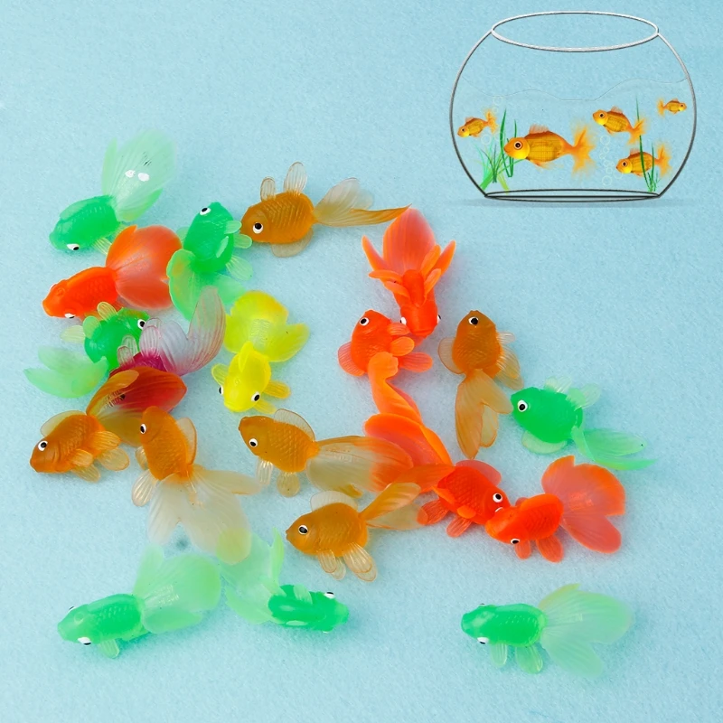 20pcs Rubber Simulation Small Goldfish Gold Fish Kids Toy Decoration Bath Toy