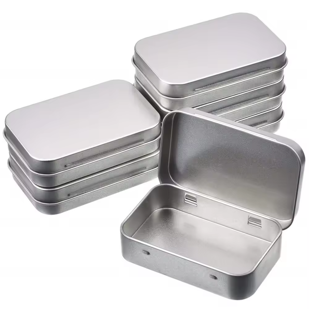 Nuevas Cajas de Almacenamiento de Hojalata Pequeñas Cajas de Almacenamiento Metálicas Plateadas para Joyas Llaves Monedas Caja de Metal Lata de Almacenamiento de Dulces para Bodas