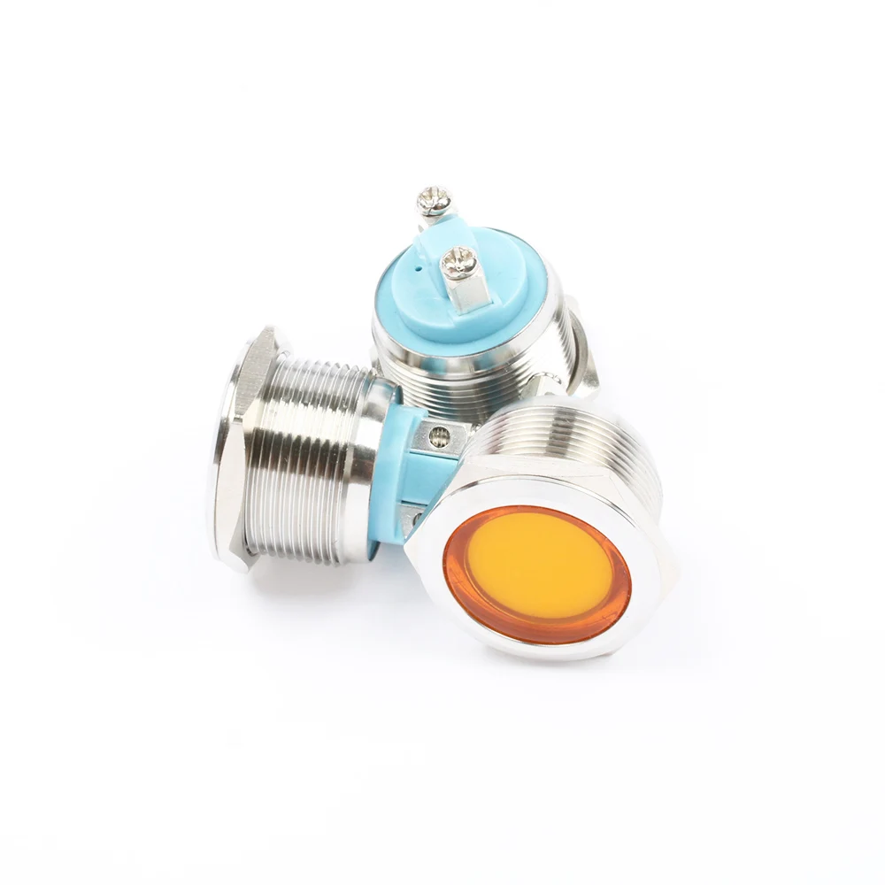 1PC 22mmLED Metal Indicator Light Flat Round Signal Lamp 3V6V12V24V 220v Screw Illumination Big Lens Red Green White Blue Yellow