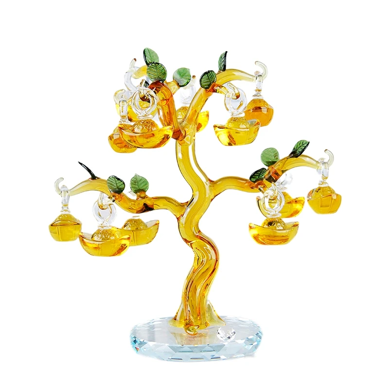 6 8 12 Hangs Gold Chirstmas Tree Hanging Ornaments Crystal Glass Apple Ingots Miniature Figurine Home Decorations Figurines