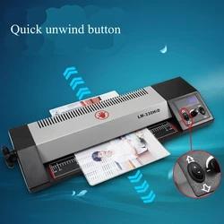 A3 Laminator A4 Document Commercial Office Laminating Machine Photo Gluing Machine Hot and Cold Laminating 180℃ LM-330HiD