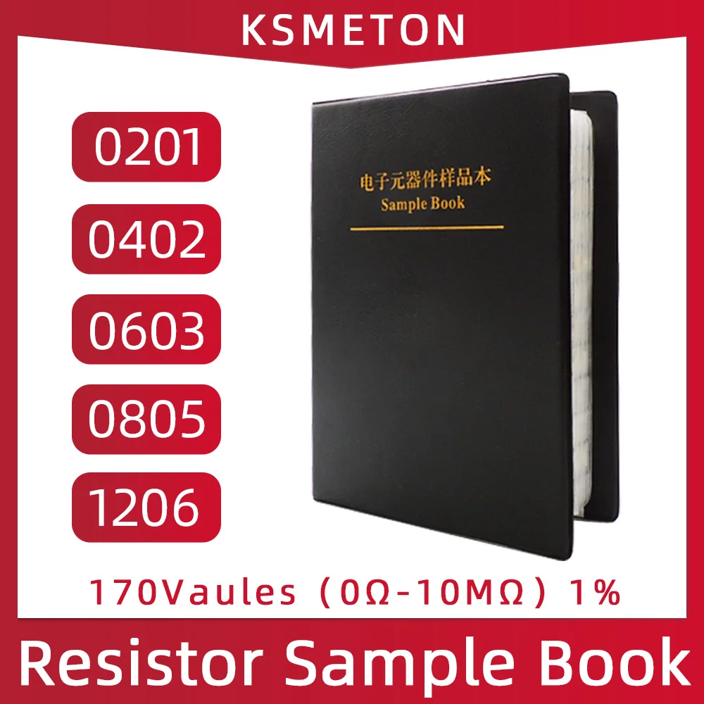 Smd Book Resistor Kit 0805 0201 0402 0603 1206 1% Resistor set Assortment Kit DIY 170/400 Values Sample Book FR-07 0Ω-10MΩ