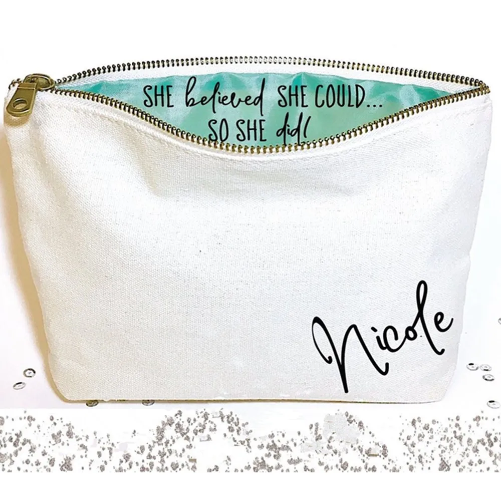 

Personalized Gift for graduation makeup bag Canvas cosmetic bag highschool graduation graduation Zipper make up pouches