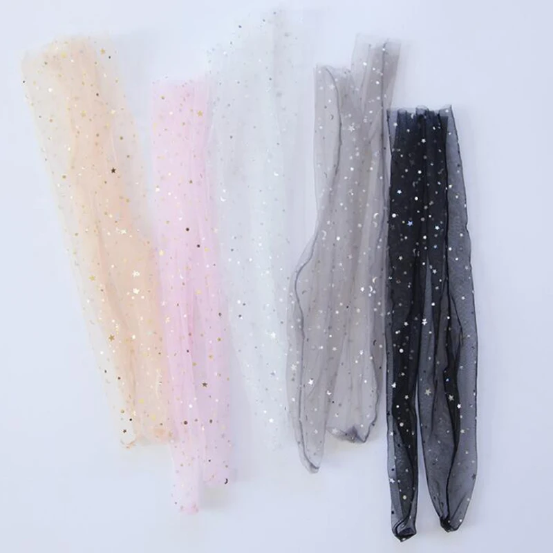 Calcetines de tul con forma de luna y estrella para mujer, Medias de gasa ultrafinas, transparentes, ropa de calle