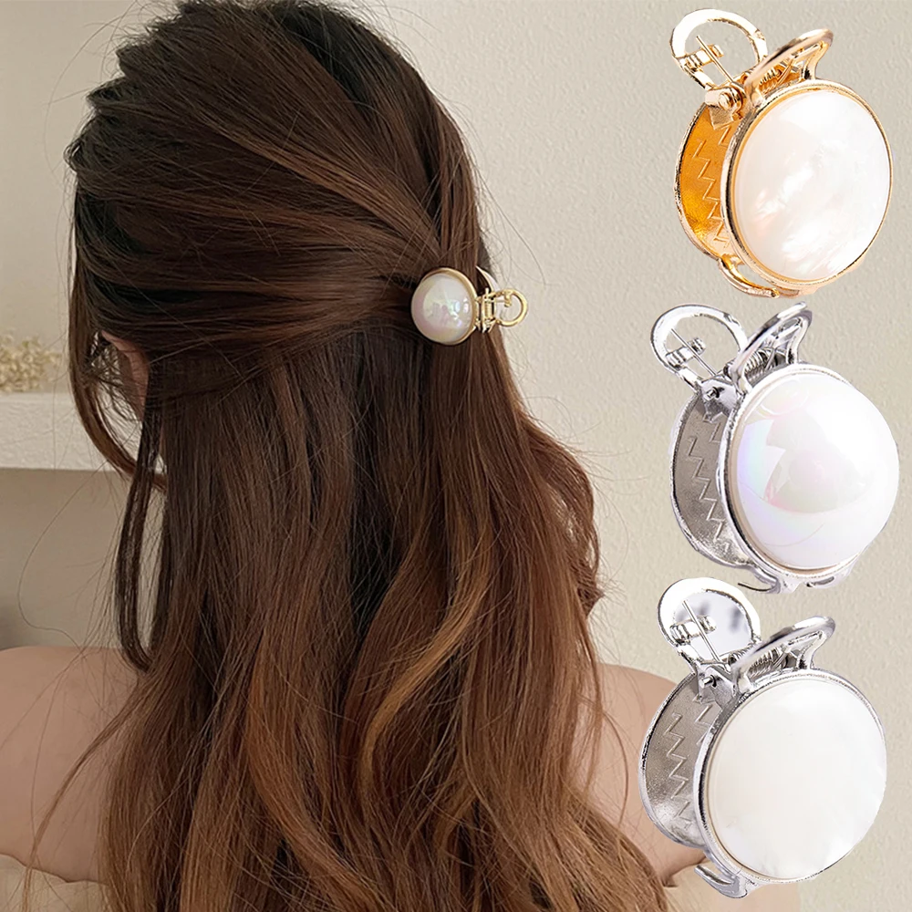 Runde Metall Kleine Perle Haar Krallen Clips Krabben Barrettes Fashion Pferdeschwanz Haarnadeln Pony Schellen für Frauen Mädchen Haar Zubehör