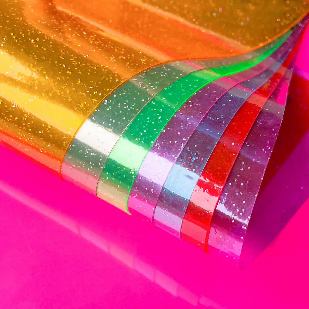 20x120CM Roll Red Purple Green Blue Orange Transparente PVC Vinyl Fabric Soft Glass Cloth Waterproof For Bag Bow Material DIY