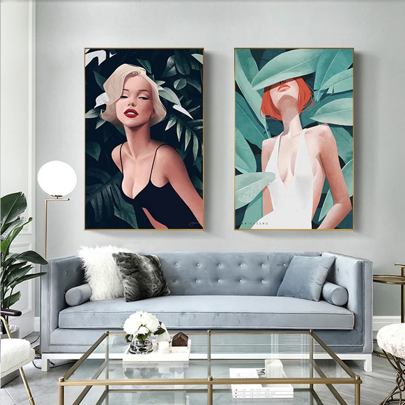 Abstract Sweet Comic Girl Poster and Print Famous Illustration Decor Girlish Tableaux for Bedroom Nordic Style Wall Art Picture