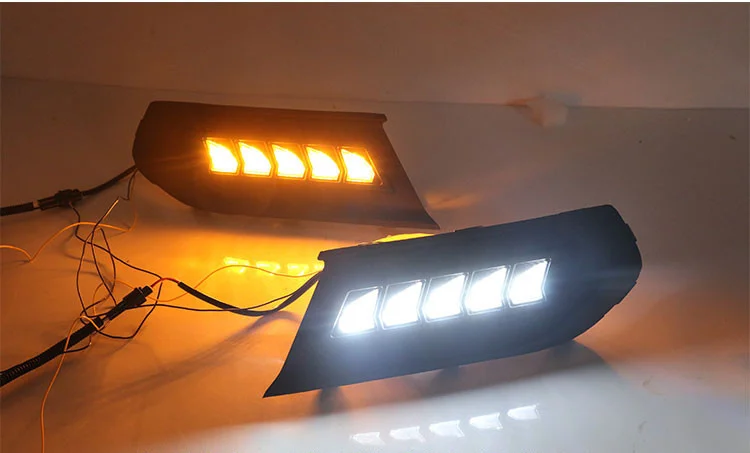 

eOsuns led drl daytime running light for Ford escort 2019 with Dynamic moving yellow turn signal