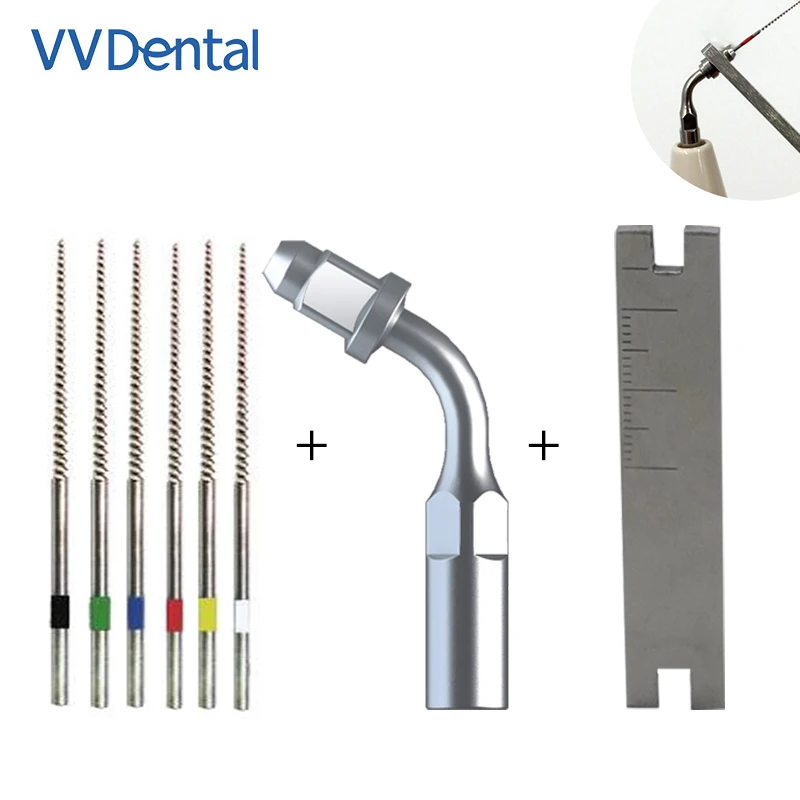 Ultrasonic Endo Cleaning Tip E1 With Multi-function Wrench And 6pcs Files Compatible With EMS And Woodpecker-UDS Dental Tools