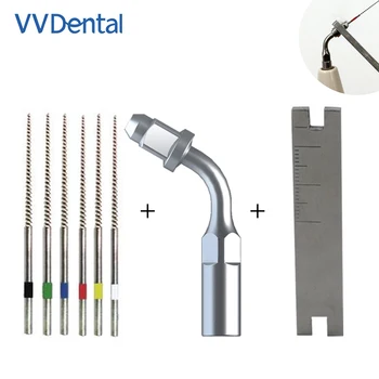 Ultrasonic Endo Cleaning Tip E1 Multi-function Wrench and 6pcs Files Compatible with EMS and Woodpecker-UDS Dental Tools