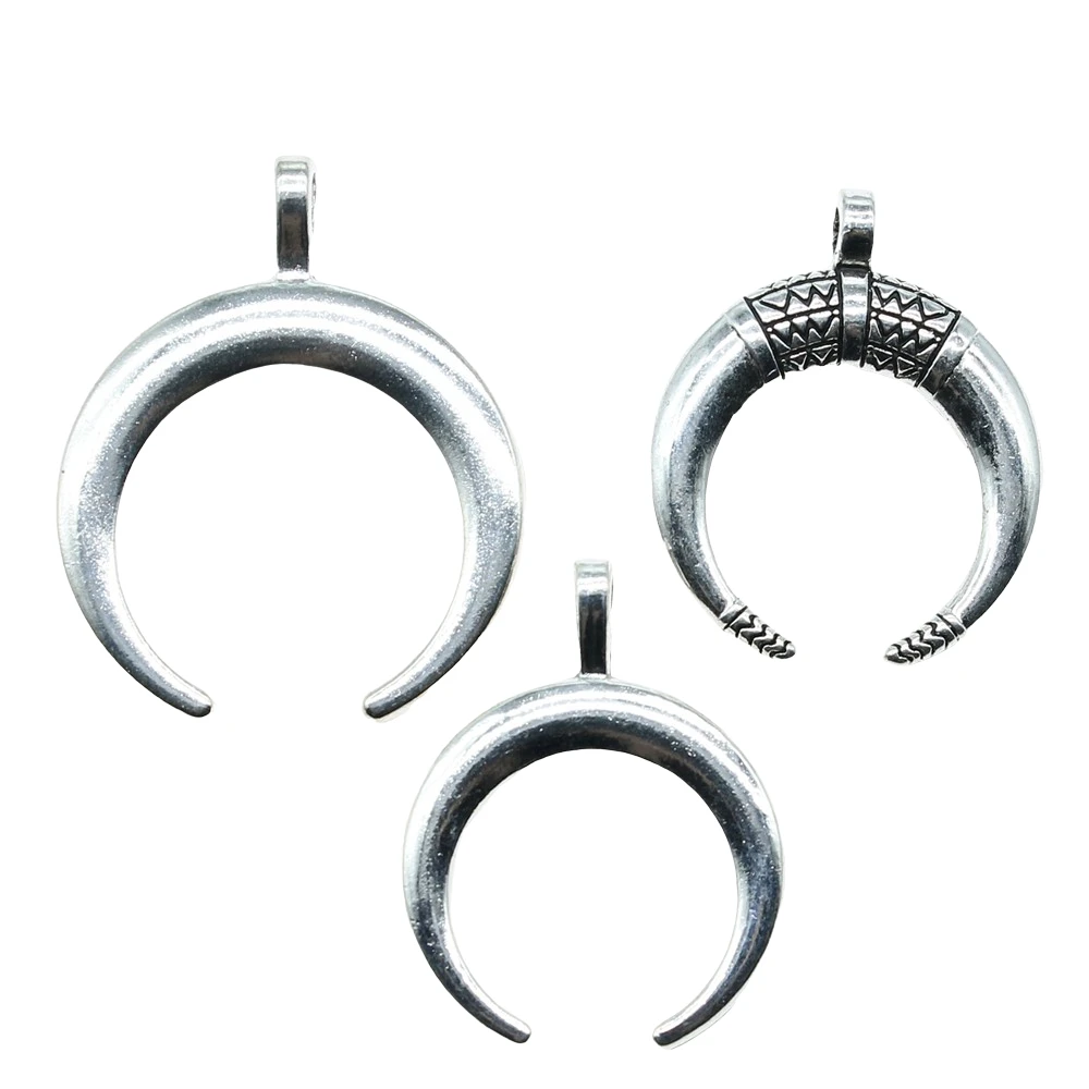 4pcs Charms Horn Antique Silver Color Crescent Moon Charms Pendants For Bracelets Crescent Moon Charms Wholesale