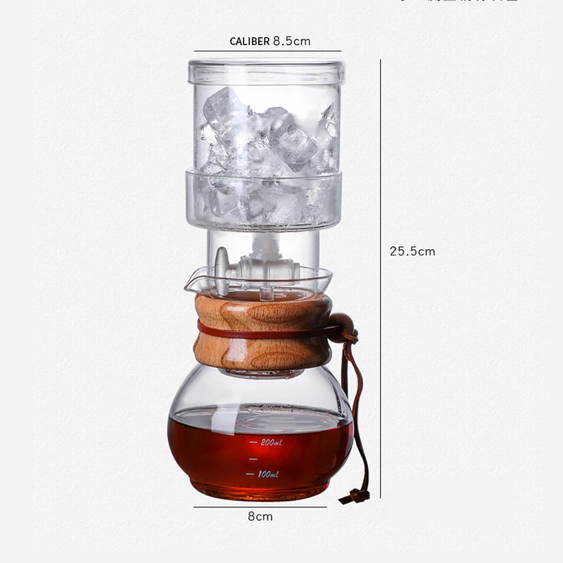 Practical Glass Coffee Kettle Coffee Dripper Pot Durable Cold Brew Pot Ice Dripper Coffee Pot About 400ml Creative Coffeeware