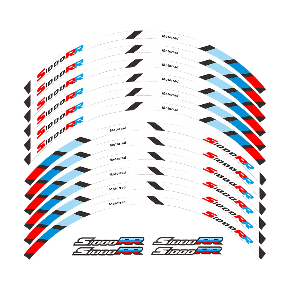 Pegatinas de borde exterior para ruedas delanteras y traseras de motocicleta, calcomanías de rueda de rayas reflectantes para BMW S1000RR