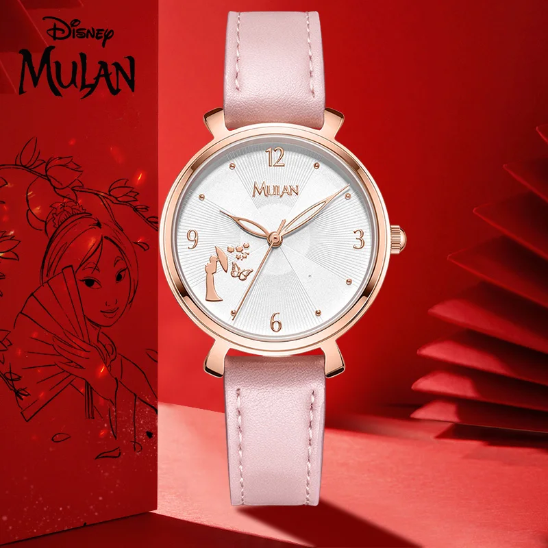 Disney Official MULAN Luxury Women Clock Female Quartz CartoonFashion Ladies Young Girls WristWatch Reloj Mujer Relogio Feminino