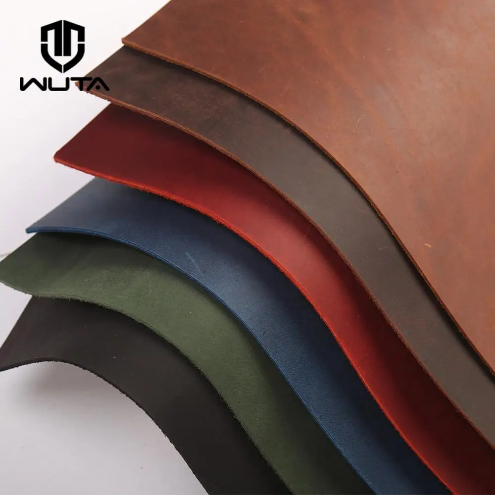 WUTA Vintage Oil Tanned Cowhide 10x20cm Crazy Horse Leather Material Leather Craft DIY Pull-Up First Layer Leather