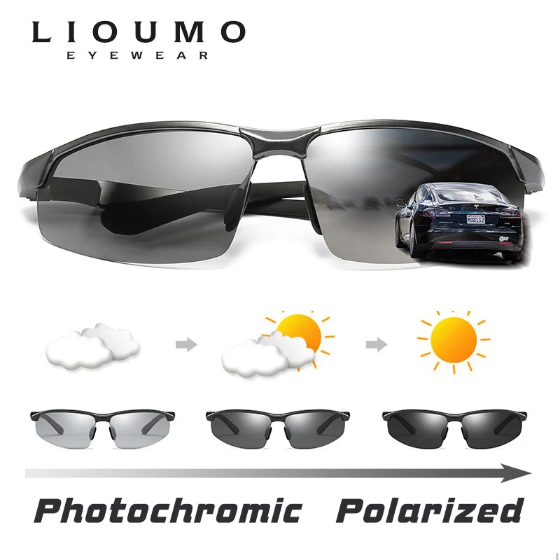 LIOUMO Outdoor Sport Photochromic Polarized Sunglasses Men Women Anti-glare Driving Goggles UV400 Glasses lentes de sol hombre
