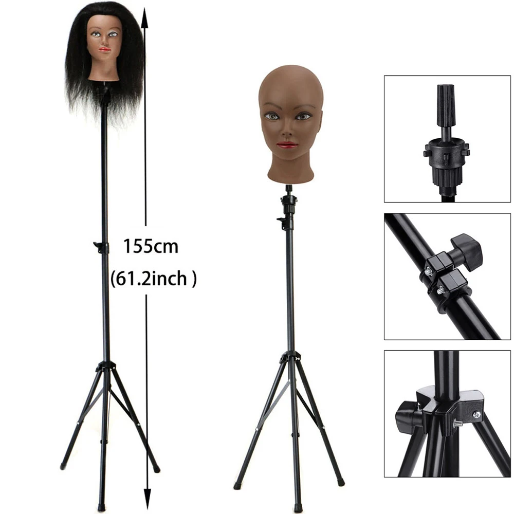 155cm Long Mannequin Wig Head Tripod Stand Holder For Cosmetology Hairdressing Head Adjustable Wig Stand Tipod For Mannequin Wig