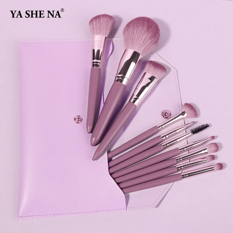 New 10 makeup brushes beauty tools makeup brush set purple beauty makeup brush full set