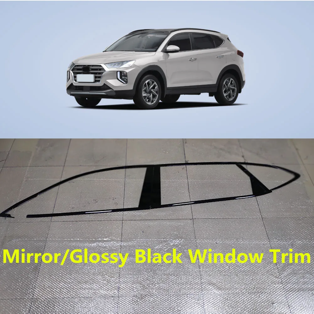 

For Hyundai Tucson 2015 2016 2017 2018 2019 2020 Sticker Stainless Steel Glass Window Pillar Middle Column Trim Piano Black Part