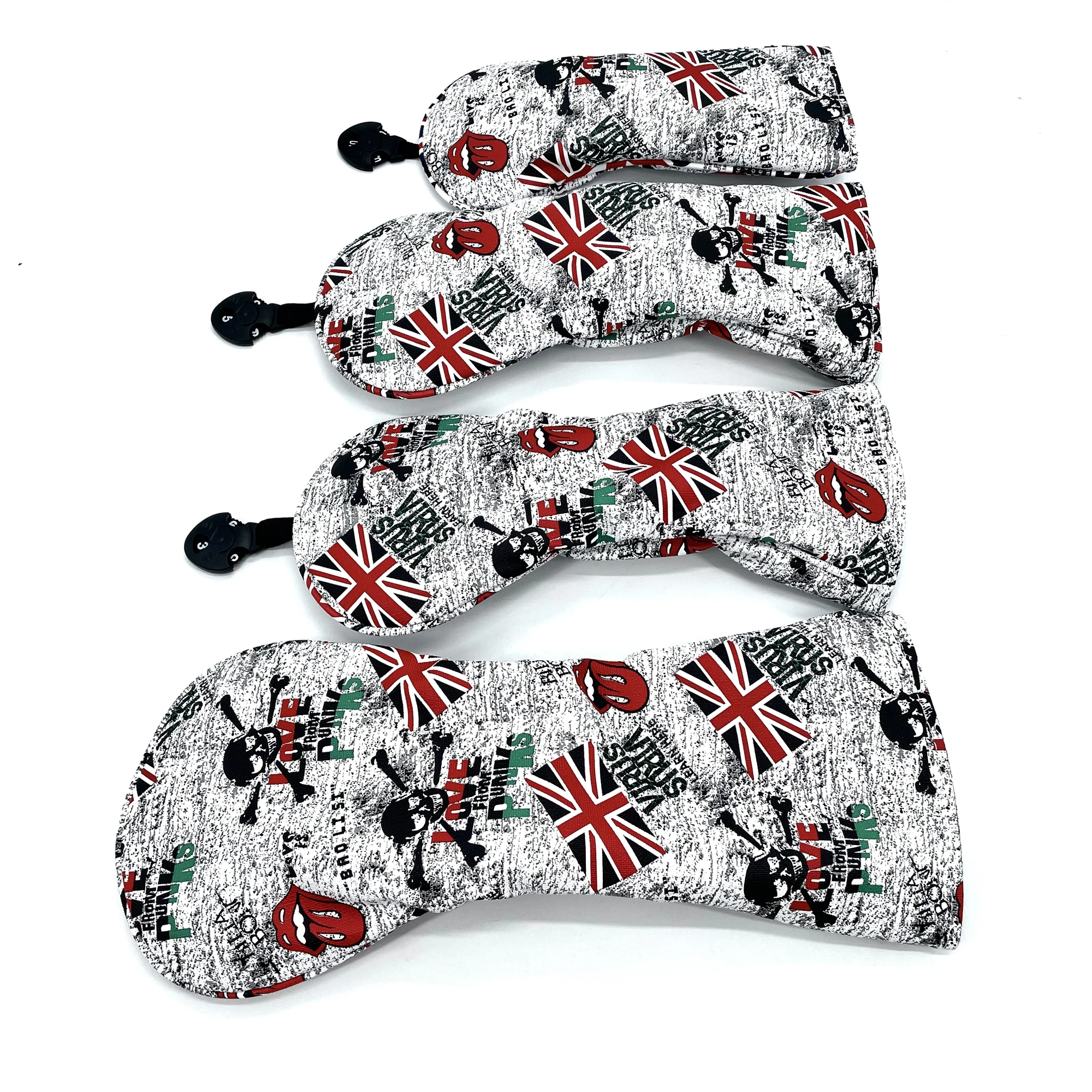 Golf Head cover Driver Head Covers Fairway Wood Head Covers Hybrid Head Covers Pu Leather British Flag skull