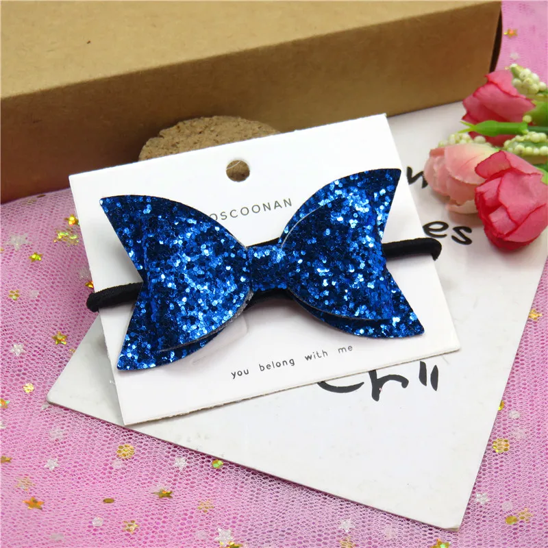 1PCS Cute Royal Blue Swallowtails Sequin Bows Elastic Hair Bands Hairpins 2020 Creativity Korean Hair Accessories For Baby Girl