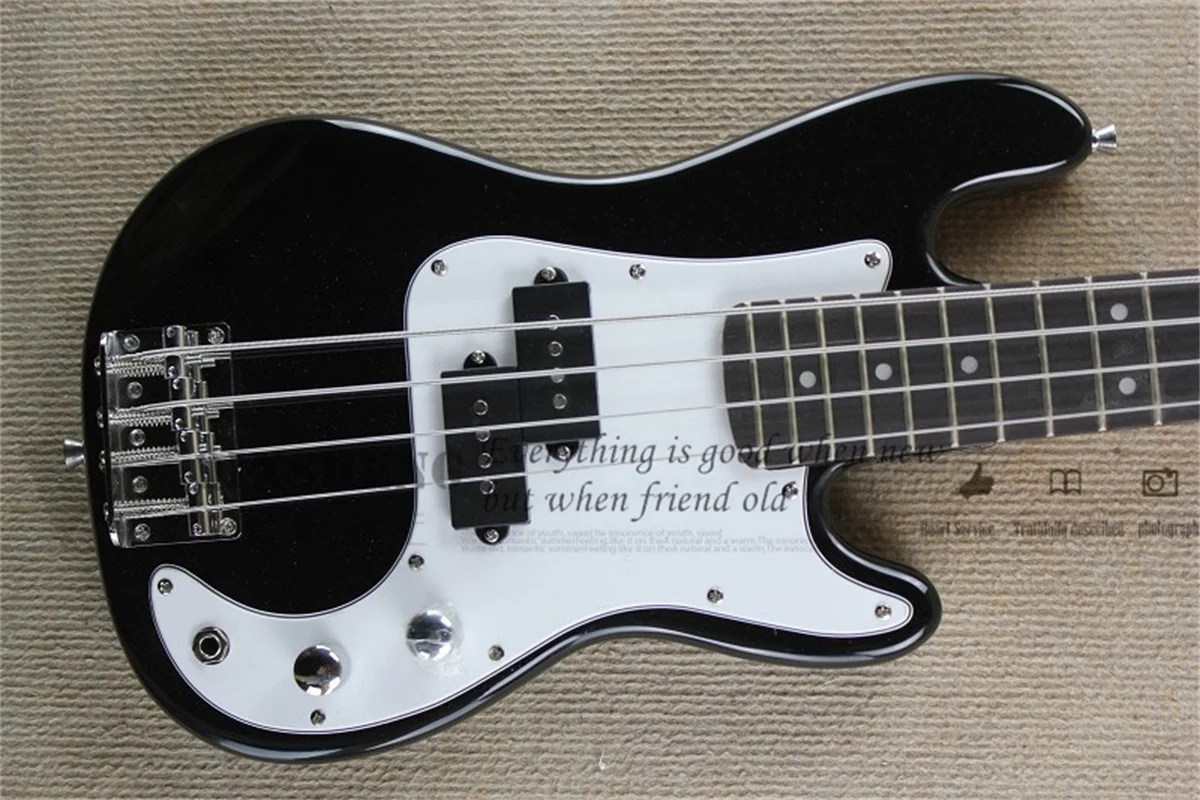 Kids bass 4-string black electric bass Basswood Body Chrome Bridge Chlidren Bass 86cm factory custom