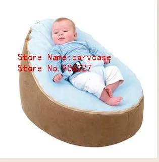 

grey base with blue harness seat Low price oem soft fabric unfilled stuffed animal storage sofa baby bean bag chair