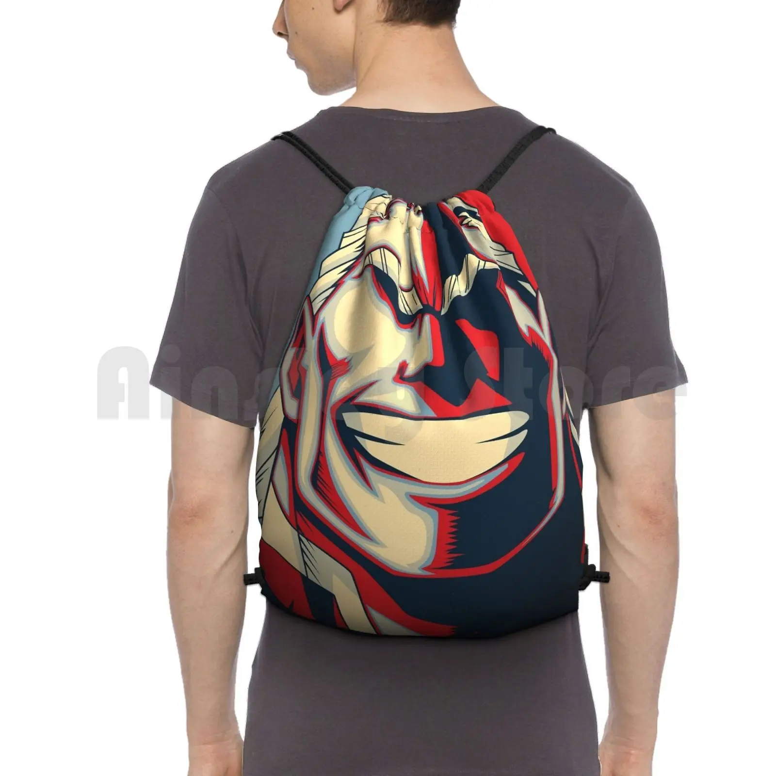 All Might Retro Backpack Drawstring Bags Gym Bag Waterproof Anime All Might Cool Hero Memesrus