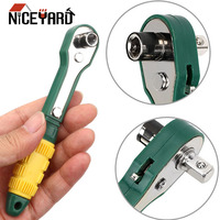 NICEYARD 45# Steel + Plastic High Torque Adjustable Fast Ratchet Wrench Mini 1/4 Screwdriver Rod Quick Socket Wrench Tools