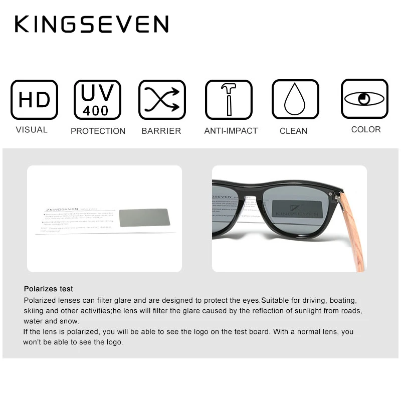 KINGSEVEN Photochromic Women's Glasses Natural Bubinga Wooden Sunglasses Men Polarized Sun Glasses Original Wood Oculos de sol