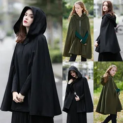 Medieval Elegant Women Outwear Cloak Hooded Coat Vintage Gothic Cape Poncho Casual Maxi Long Cardigan Coats Men Women