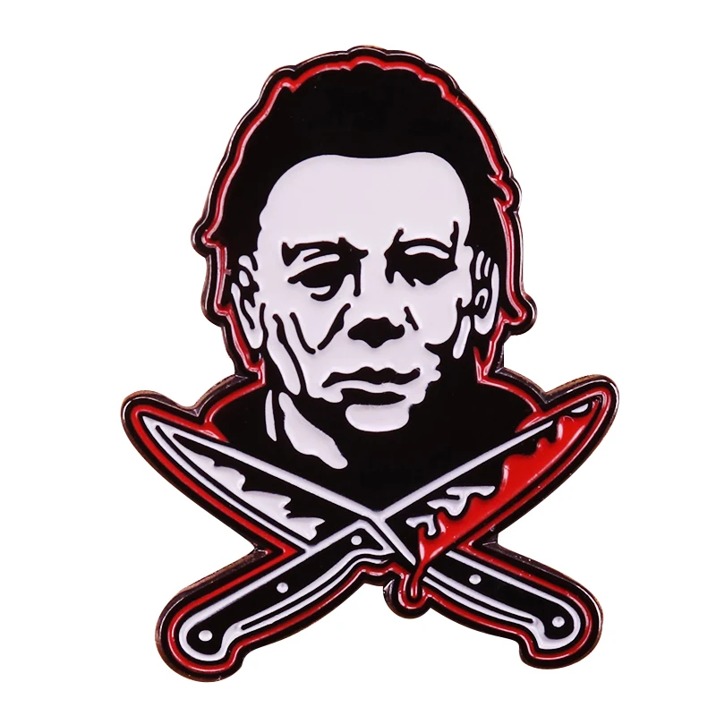 Halloween Myers with double knife enamel pin Horror Movie Lapel Pin