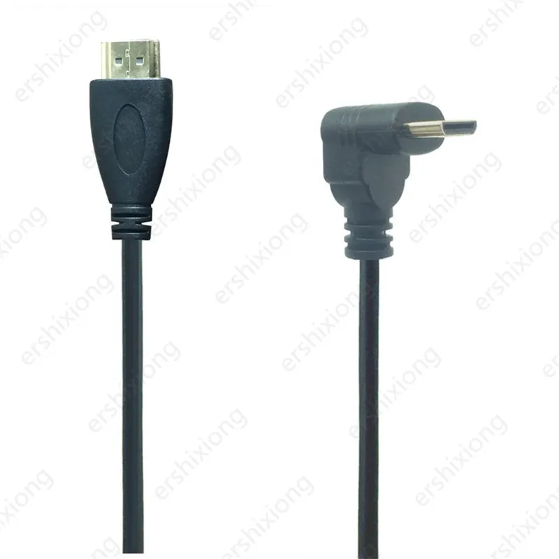 Mini-HDMI to HDMI-compatible cable 1080p 3D adapter gold-plated plug right angle for camera monitor projector notebook TV 0.5M