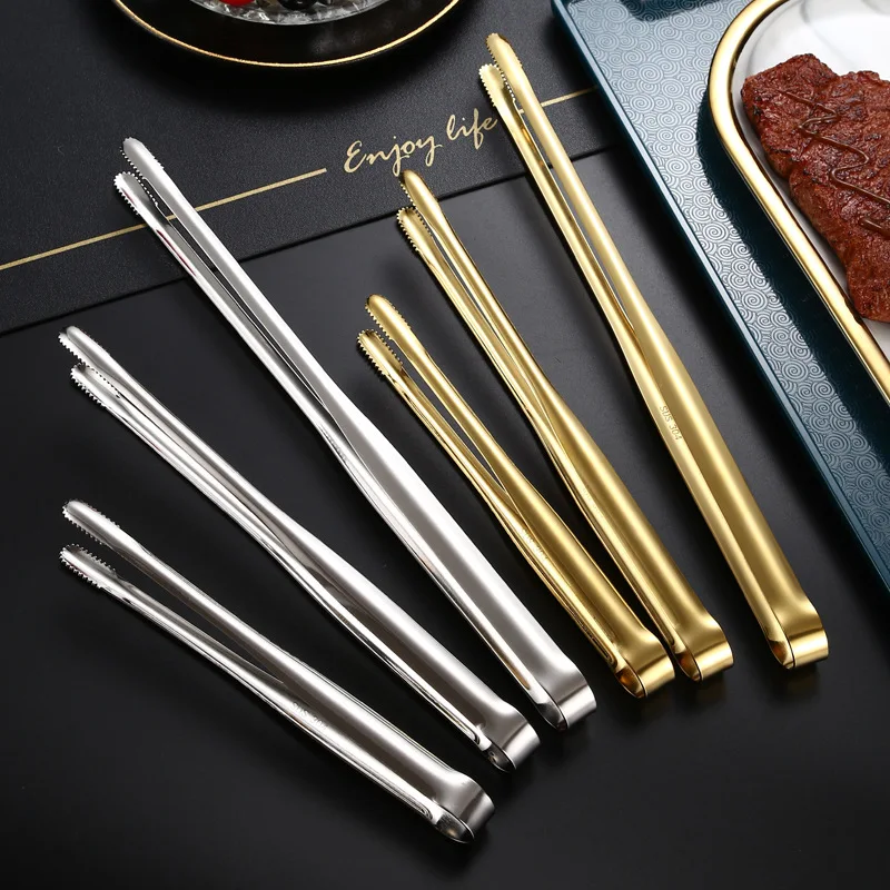 Stainless Steel Kitchen Food Tongs Portable Barbecue Steak Salad Clamp Serving Buffet Clip Cooking BBQ Tweezer Gadgets for Home