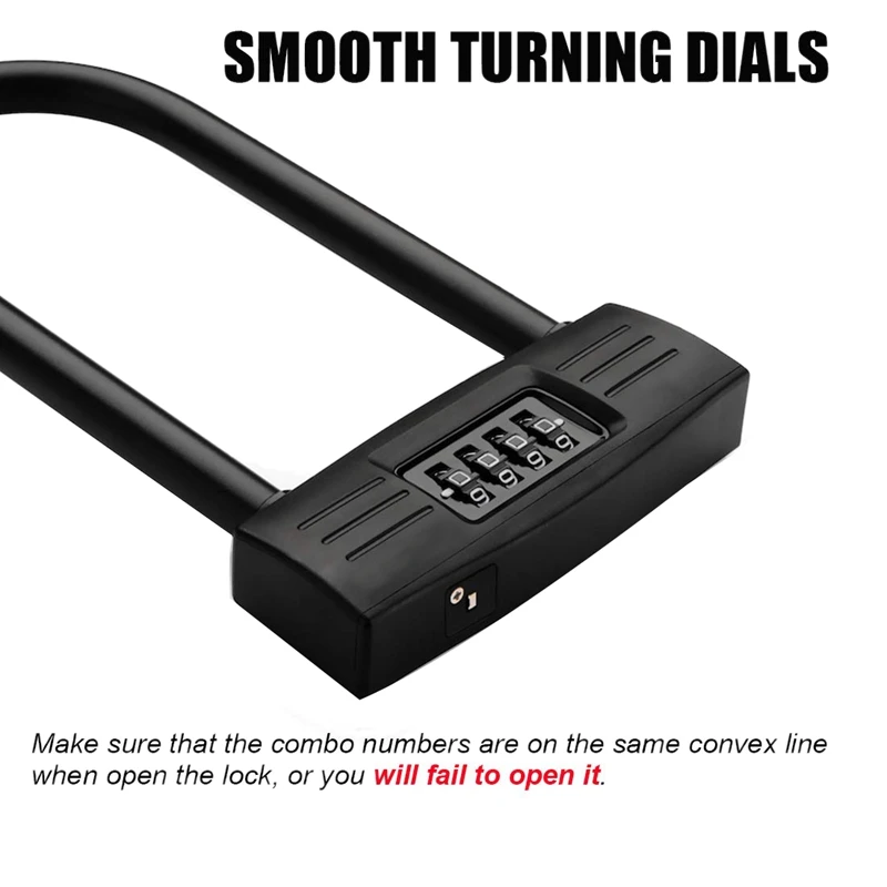 Candado en U para bicicletas, candado combinado de alta resistencia para portón, antirrobo, 4 colores, novedad