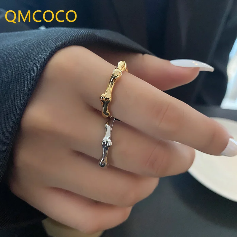 QMCOCO Korean Irregular Creative Design Silver Color Simple Fashion Personality Finger Ring For Woman Jewelry Accessories