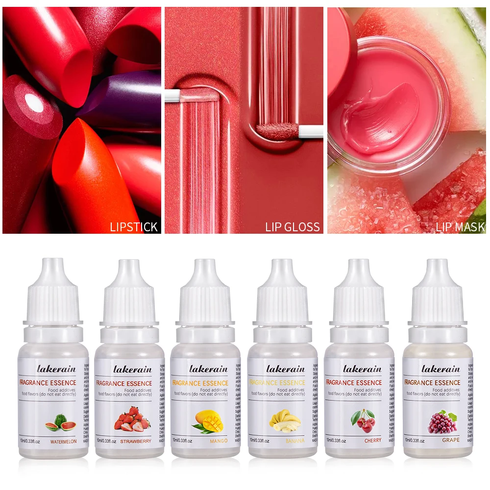 Gotas de óleo de essência de aroma de frutas para base de brilho labial diy batom artesanal cosmético vegan seguro matéria prima 10ml