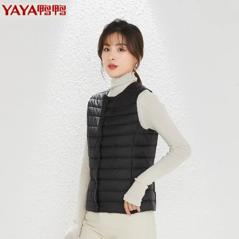 YAYA 2021 Winter Women\'s Underwear Down Vest No Collor Inner Jacket High Quality Ultra Light Duck Liner Warm Casual Waistcoat