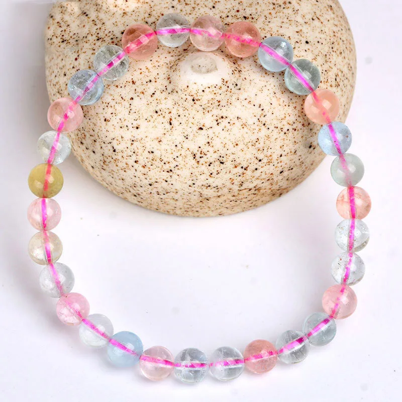 

Natural Colourful Morganite One Circle Stretch Bracelet